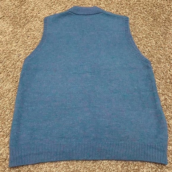Korean Vintage V-Neck Knitted Sweater Vest - Blue - Picture 9 of 10